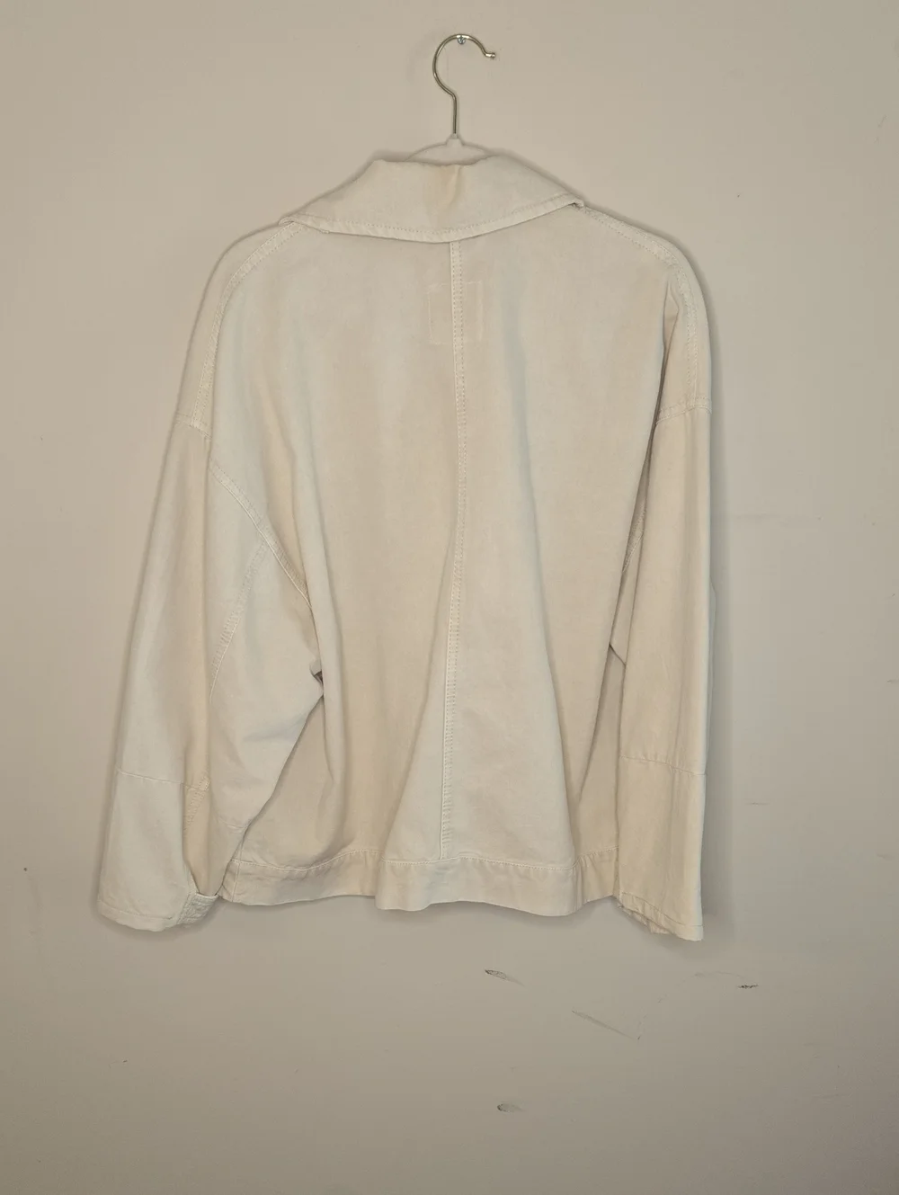 Free People Sally Ivory Canvas Jacket Small Utility Workwear Oversized NWOT